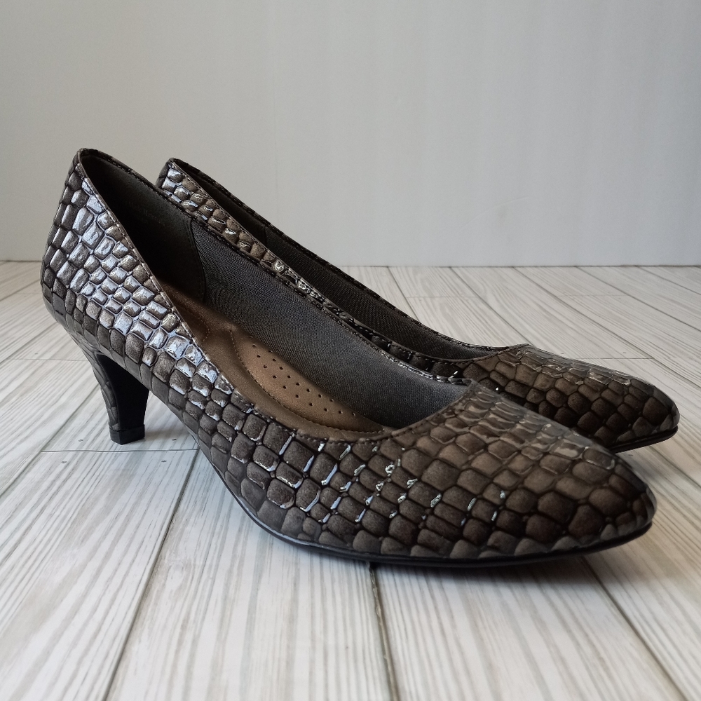 Coach and Four Crocodile Print Heels